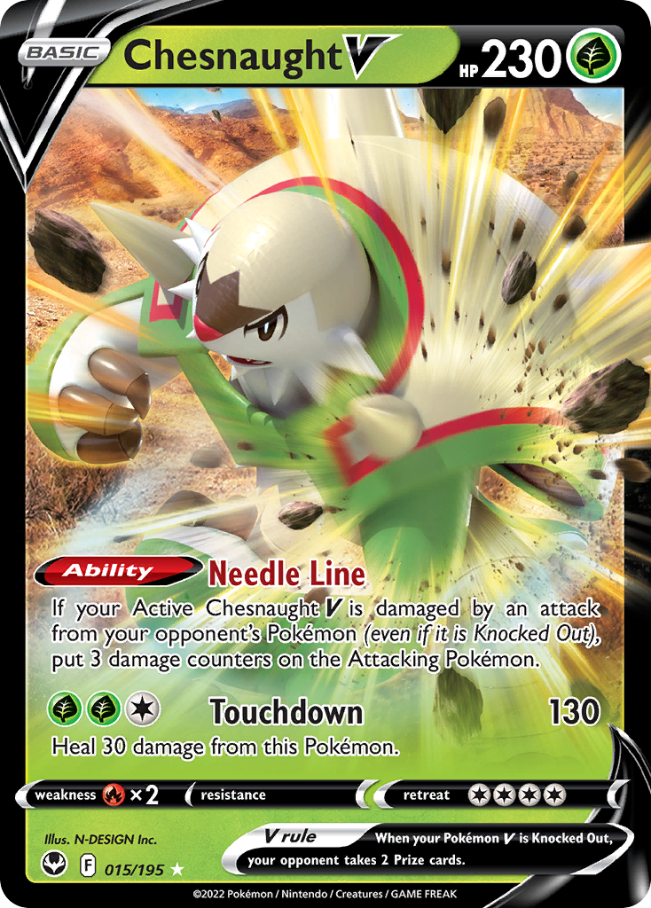 Chesnaught V 15 195 Silver Tempest Holofoil