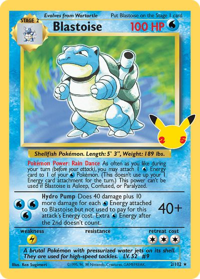 Blastoise 2 25 Celebrations Classic Collection Holofoil