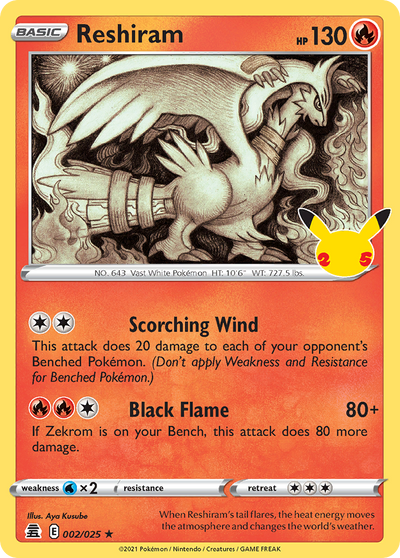 Reshiram 2 25 Celebrations Holofoil