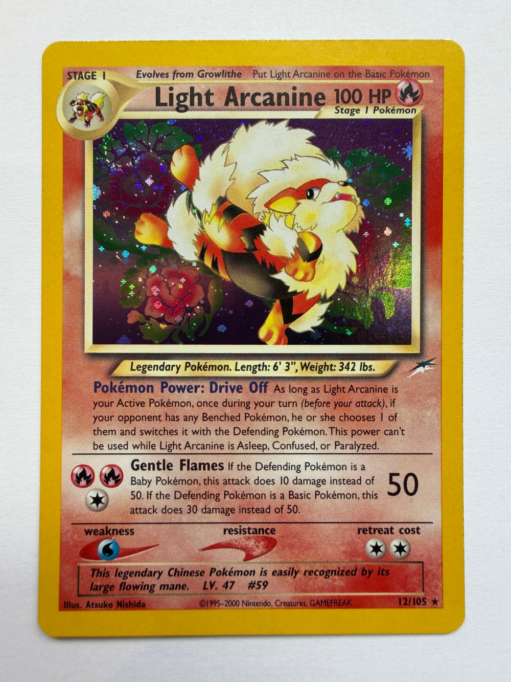 Light Arcanine (012/105) Holo Rare  Unlimited Holofoil (PRINT ERROR)